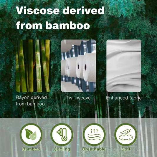 3/4pcs Cooling Bamboo Blend Bed Sheet Set, Extra Deep Pocket 16 Inch Bed Sheet, Luxury Soft Hotel & Cooling Sheet Set for Hot Sleepers, Wrinkle & Shrink Resistant, Fitted Sheet+Flat Sheet+Pillowcases, Twin/Full/Queen/King, Best Summer Choice